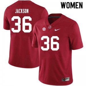 NCAA Women's Alabama Crimson Tide #36 Ian Jackson Stitched College 2021 Nike Authentic Crimson Football Jersey TJ17V70ZD